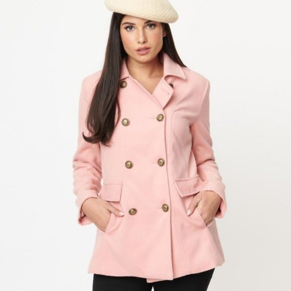 NWT Unique Vintage Pink Squad Peacoat - L/10-12 - Picture 4 of 7